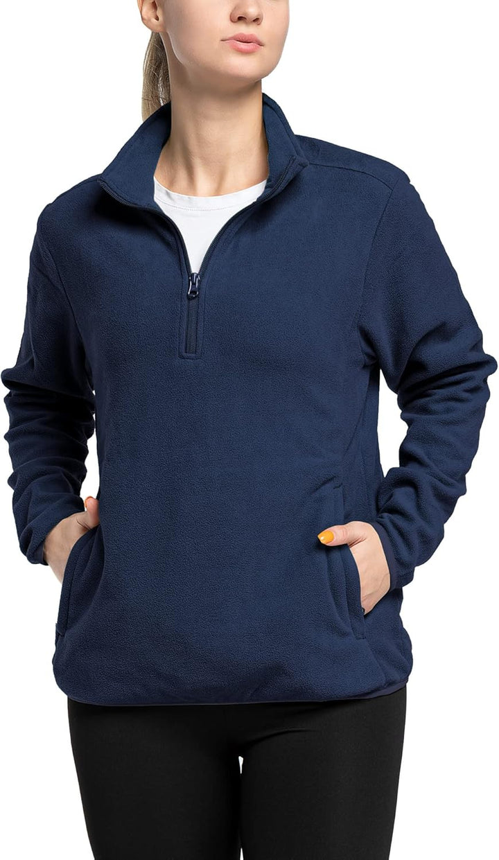 33,000ft Damen Fleece Pullover mit Halbreissverschluss Stehkragen Fleecepullover Sweatjacke Winter W