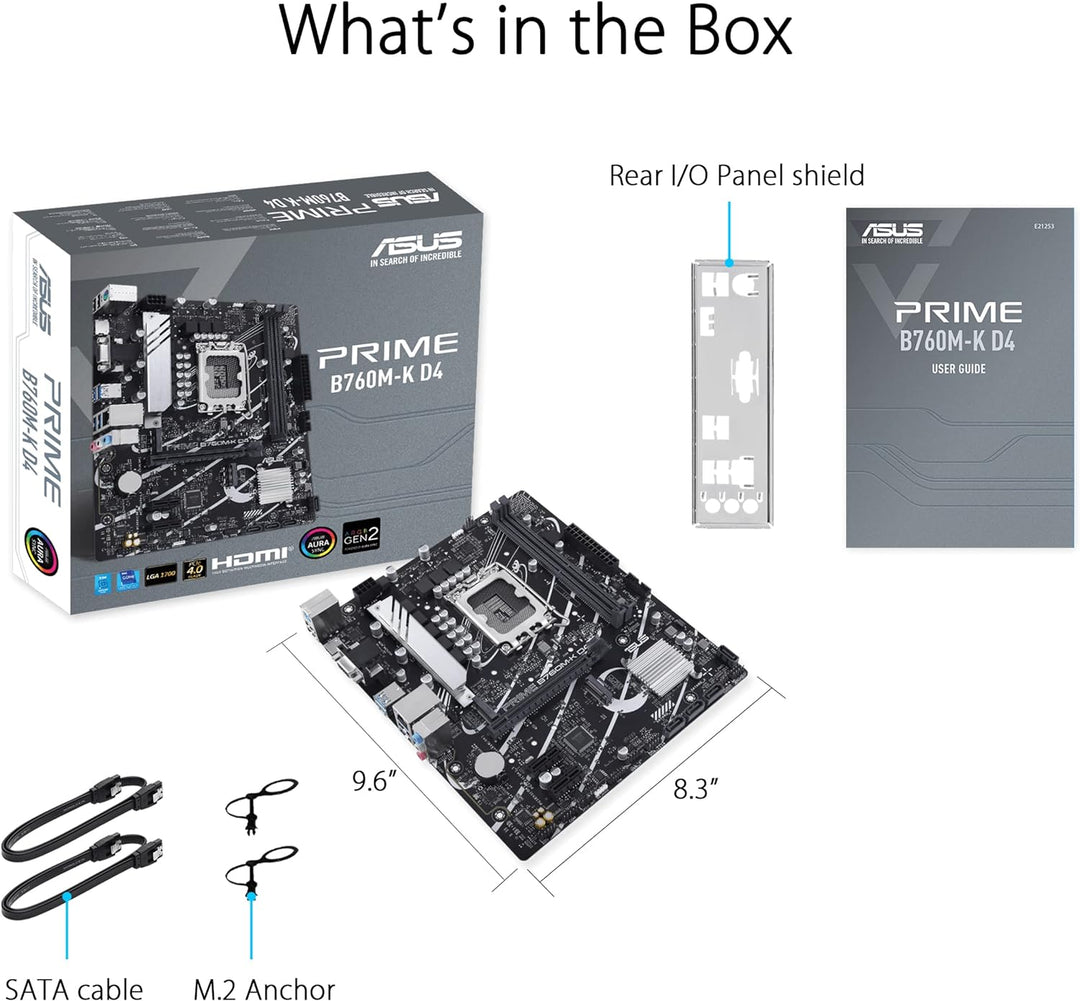 ASUS PRIME B760M-K D4 Gaming Mainboard Sockel Intel LGA 1700 (Intel B760, mATX, DDR4 Speicher, 2x PC
