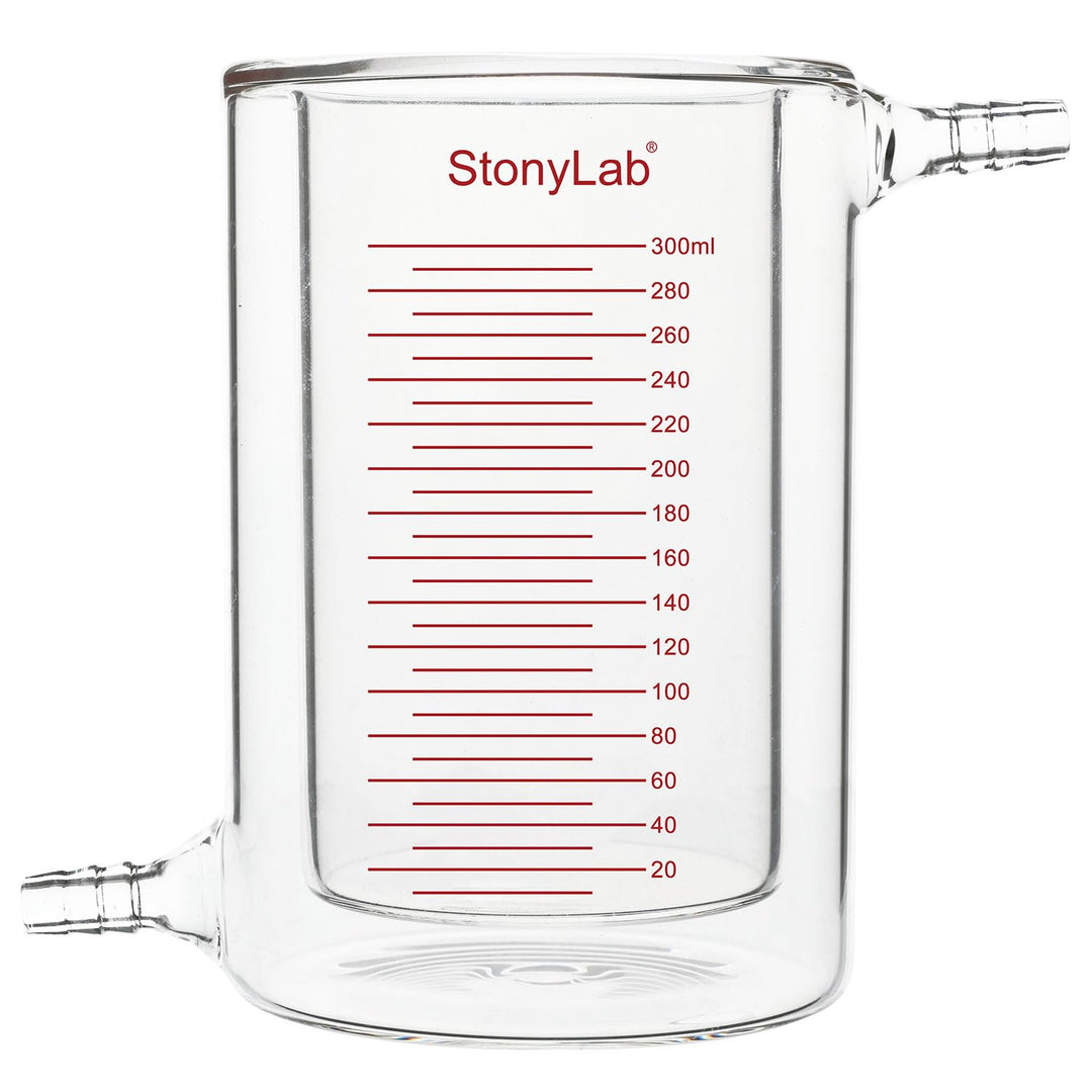 stonylab Glas Ummantelt Becher, 1 Packung Messbecher aus Borosilikatglas mit Flachem Boden und Doppe