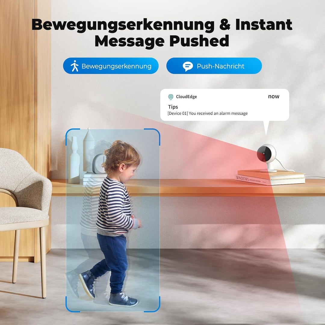 Codnida 2Pcs Überwachungskamera Innen WLAN IP Kamera Überwachung Kamera für Baby/Haustier Mit Bewegu