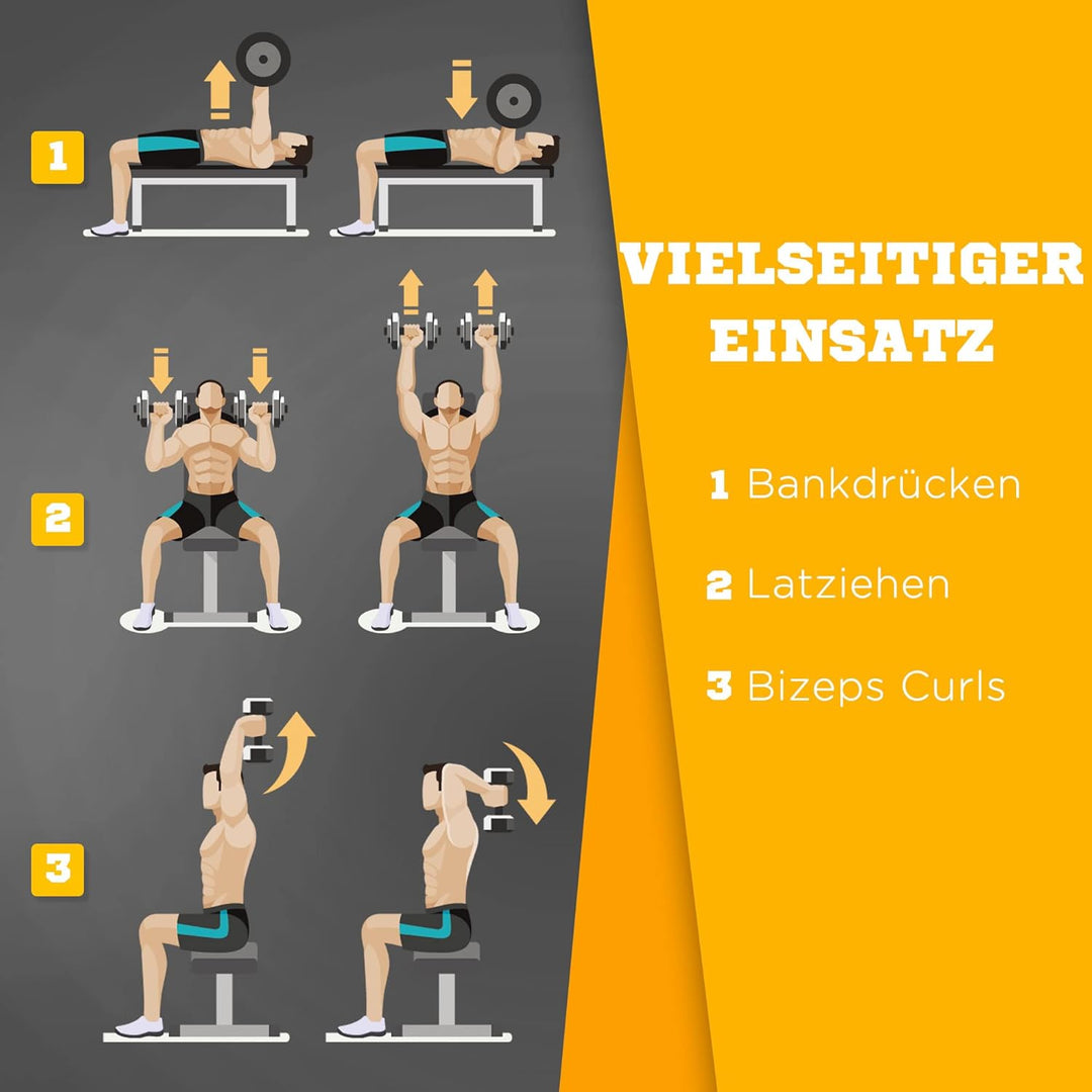 HOMCOM Hantelbank, Flachbank, Fitnessbank, Multifunktion Trainingsbank für zuhause Krafttraining, St