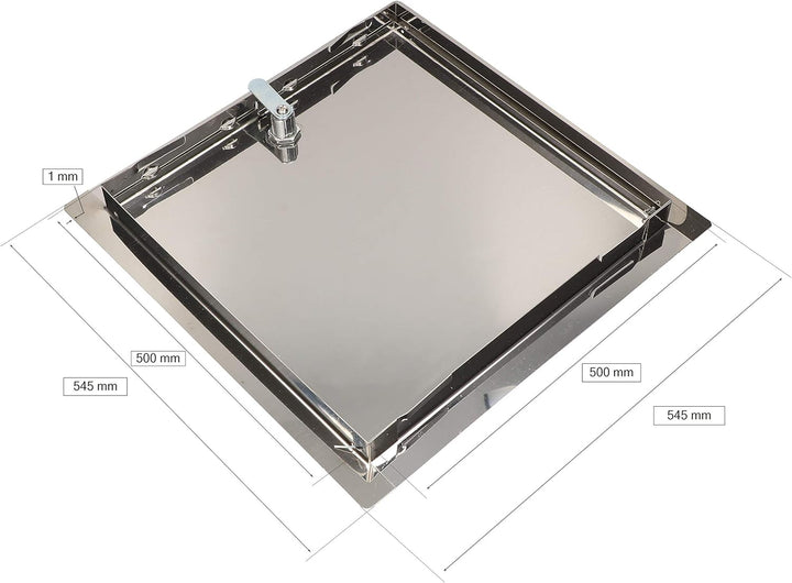 KOTARBAU® Revisionsklappe Grösse 50x50cm mit Schlüssel Edelstahl Silber für Revisionsschächte, 50x50