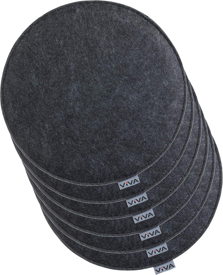 Brandsseller Sitzkissen Filz Rund Stuhlkissen Sitzauflage Gepolstert - Ø 35 cm - 6er Vorteilspack -