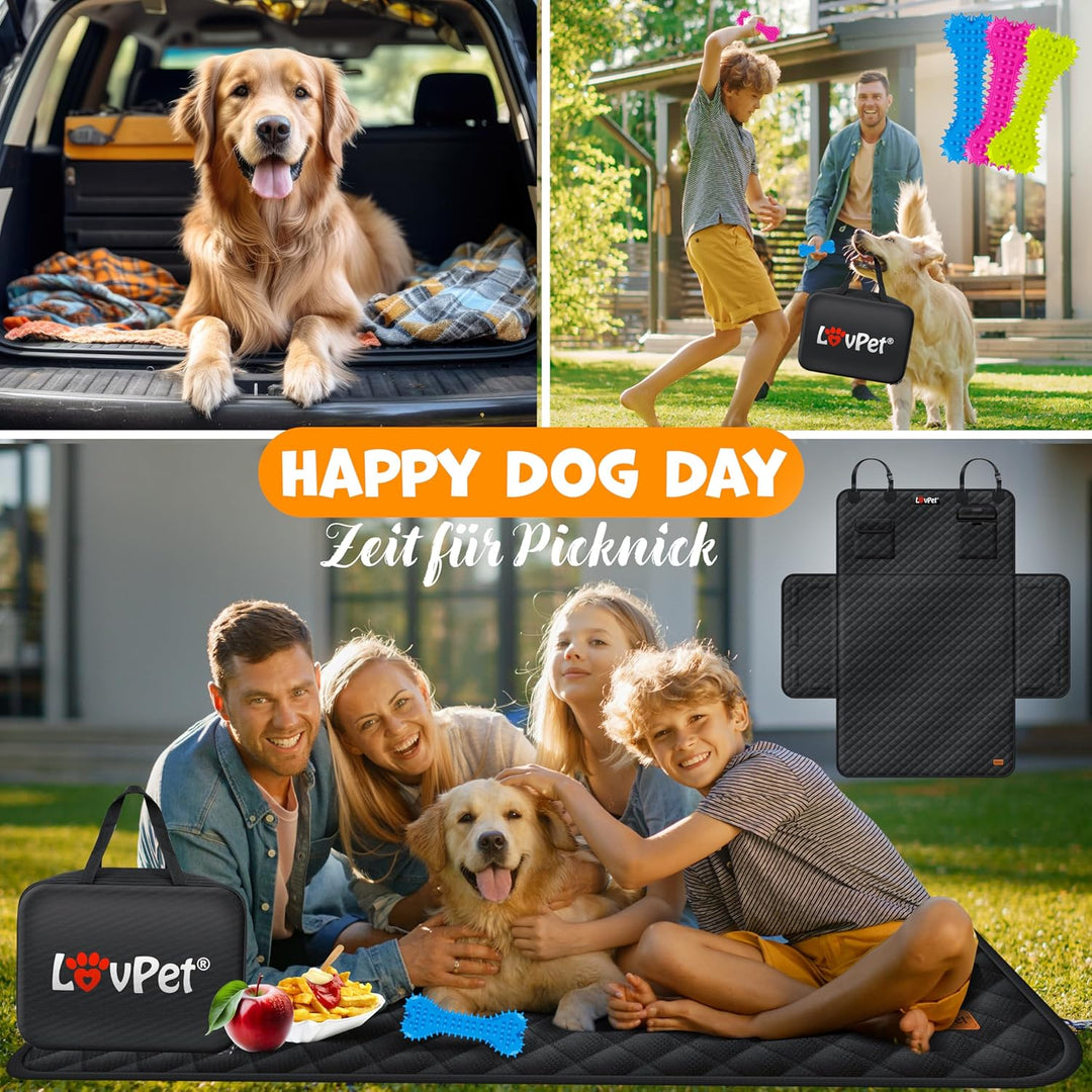Lovpet Kofferraumschutz mit Seiten- und Ladekantenschutz Hundedecke fΓΌr Auto-RΓΌckbank mit Sichtfenst