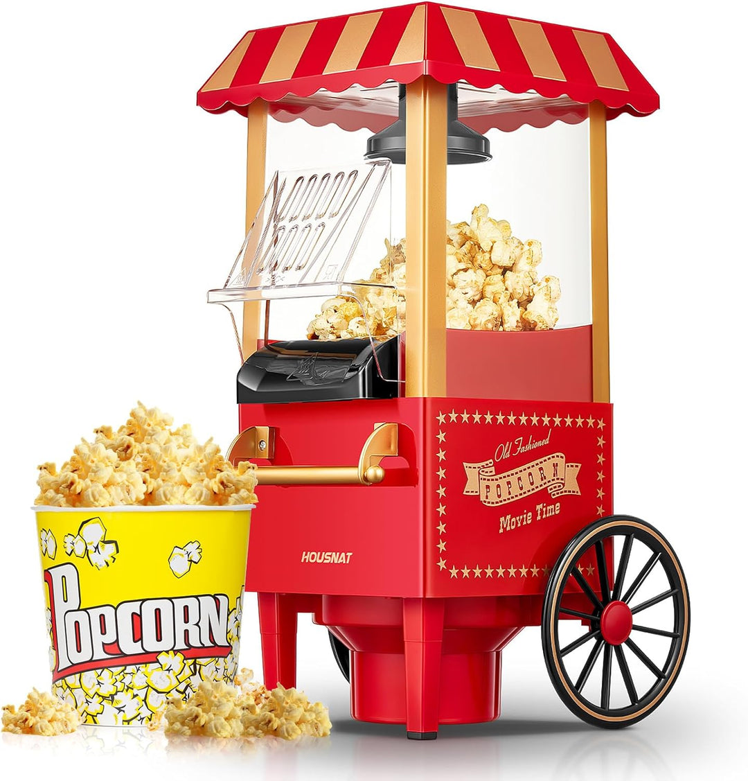 Popcornmaschine Heissluft - HOUSNAT Retro Popcorn Maker -Fettfreies Ölfreies & Gesunder Maïs Snack -