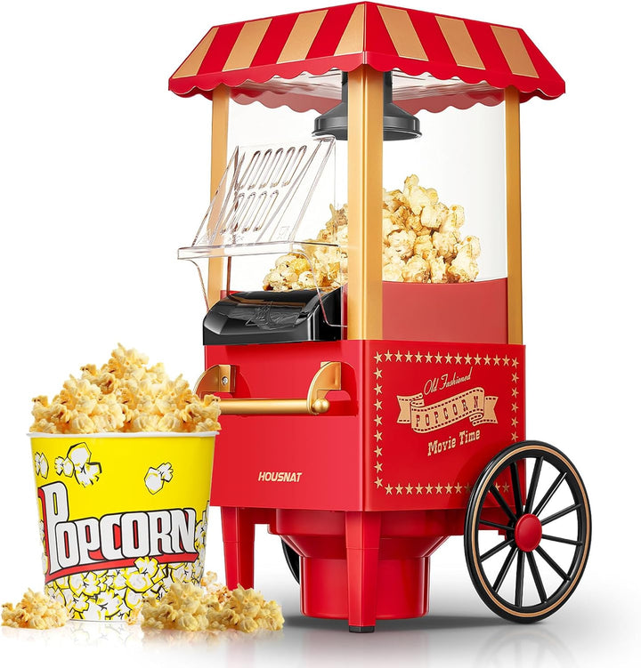 Popcornmaschine Heissluft - HOUSNAT Retro Popcorn Maker -Fettfreies Ölfreies & Gesunder Maïs Snack -
