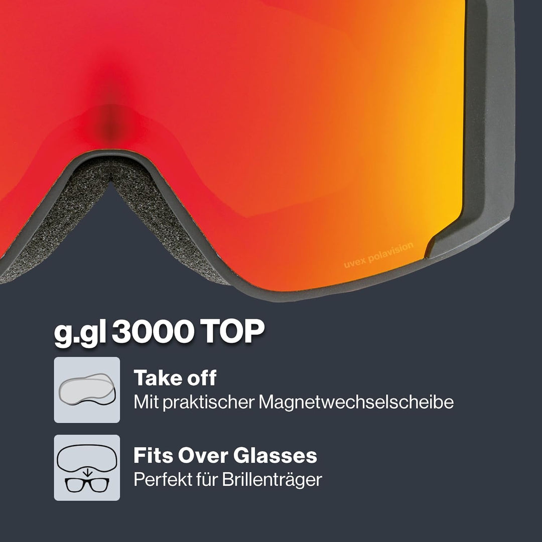 Uvex Unisex G.gl 3000 Top Skibrille (1er Pack) Einheitsgrösse black mat/red-clear, Einheitsgrösse bl