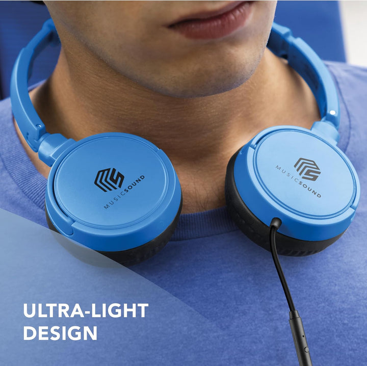 Music Sound | Bügelkopfhörer mit Kabel Over Ear Basic | On-Ear-Kopfhörer Faltbarer Kopfbügel mit 1,2