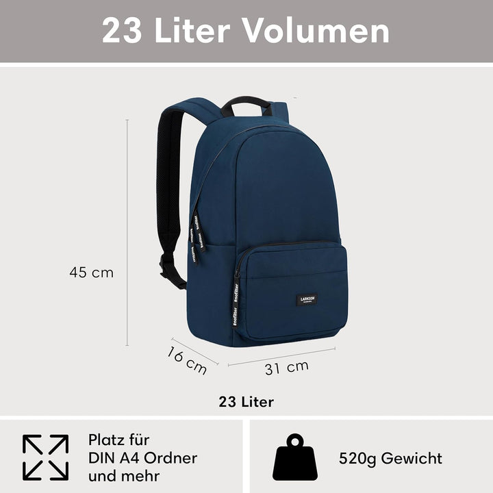 LARKSON Schulrucksack Mädchen & Jungen Teenager - No 3 - Rucksack Damen & Herren für Schule - 16" La