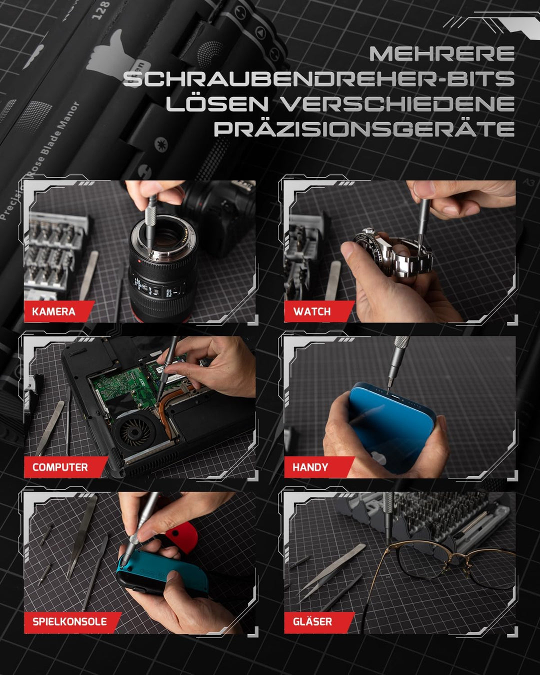 VMAN Feinmechaniker Werkzeug Set, 128 in 1 Magnetische Präzision Schraubendreher Set, Feinmechaniker