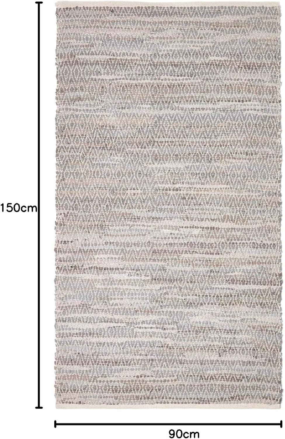 Homescapes Teppich/Bettvorleger aus 100% recyceltem Leder mit geometrischem Rautenmuster, 90 x 150 c