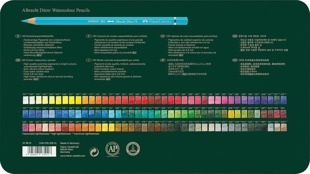 FABER-CASTELL 117511 - Aquarellstift Albrecht Dürer, 120er Metalletui 120er Metalletui - Single, 120