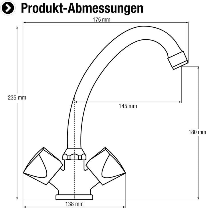 Cornat Waschtisch-Zweigriffarmatur "Lisa" - Verchromter Messingkörper - Hohe Auslaufhöhe - Schwenkba