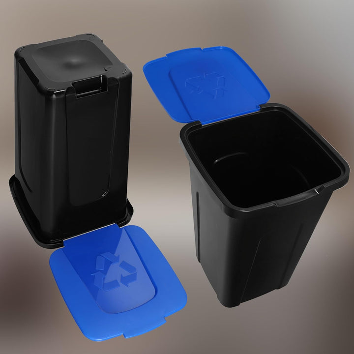 KOTARBAU® Abfalleimer 50l Mülltrennung Deckel in Blau Polyethylen Mülltonne mit Deckel blaue Tonne M