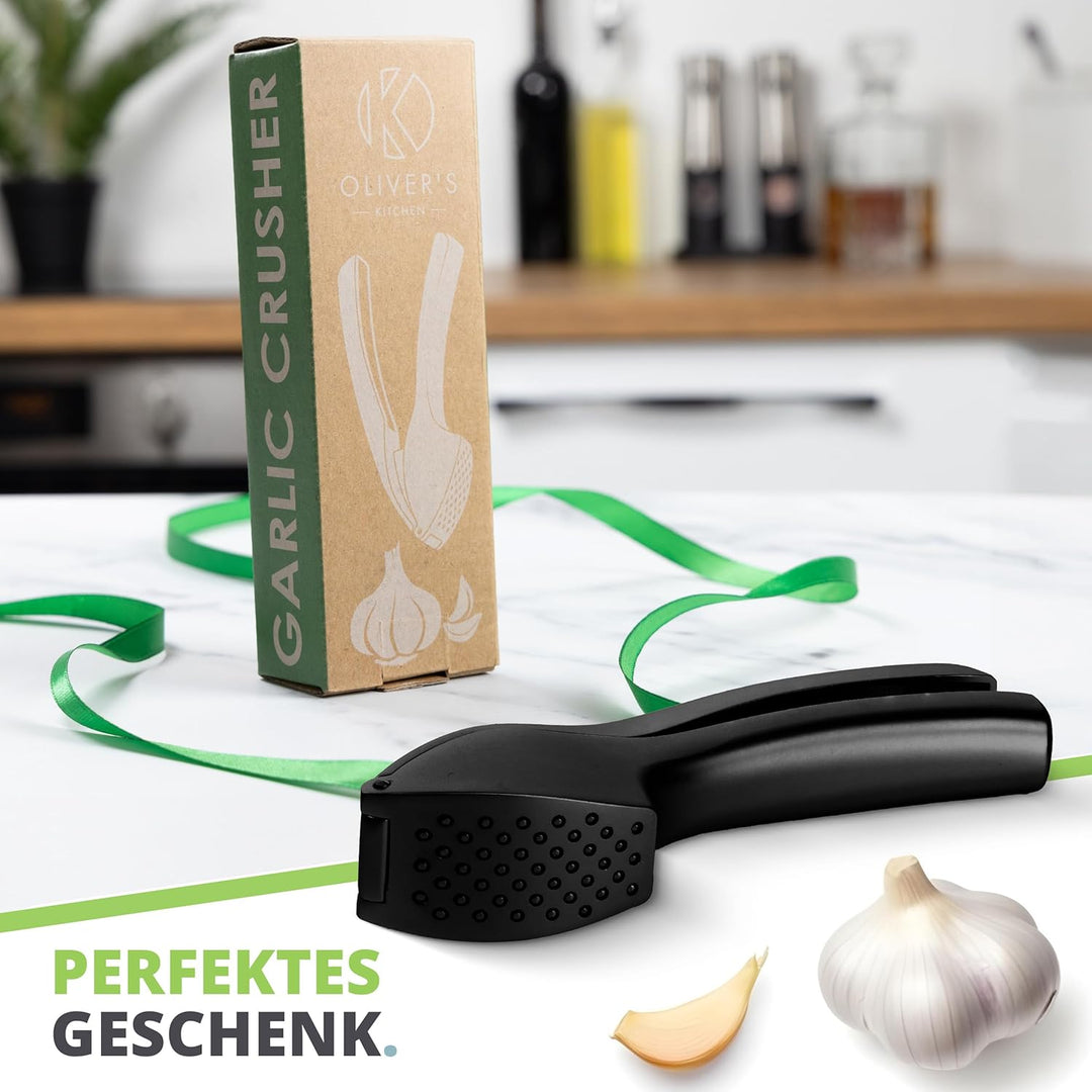 Oliver's Kitchen ® Premium Knoblauchpresse - Handlich & Leicht zu Reinigen - Zerkleinert Knoblauch &