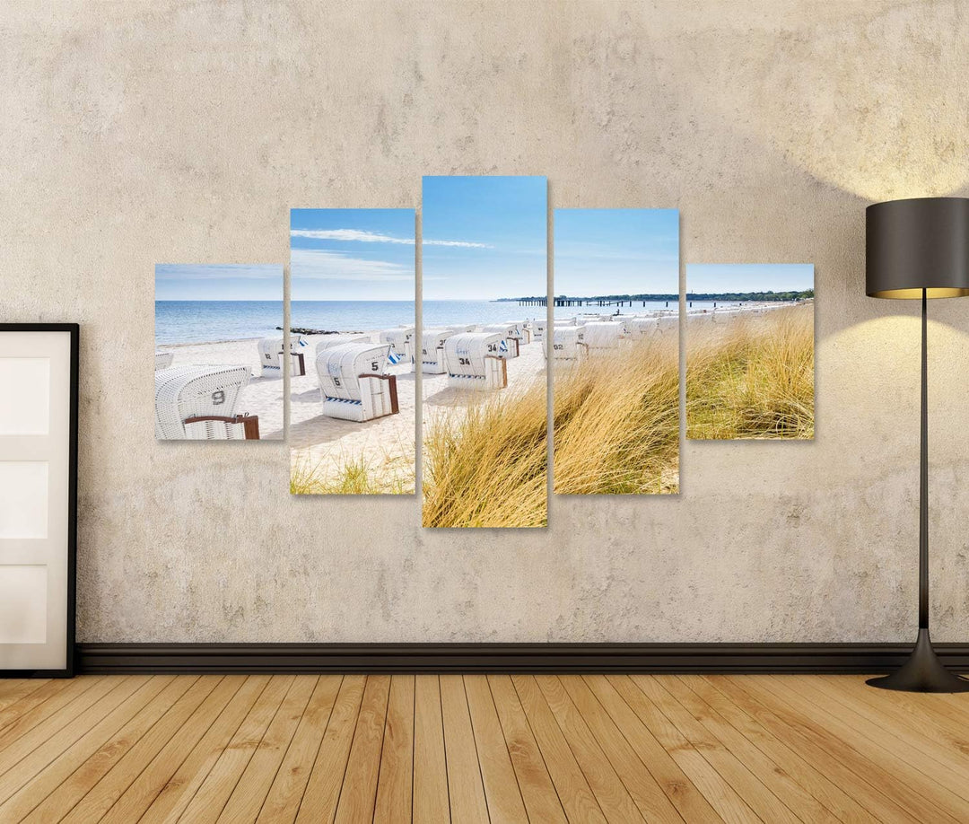 islandburner Bild auf Leinwand Blick Von Einer Düne Am Strand Stühle Wandbild Poster Kunstdruck Bild