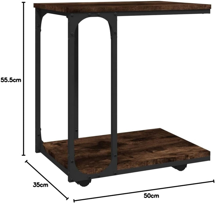 FIRBNUS Beistelltisch mit Rollen Räuchereiche 50x35x55,5 cm Beistelltische Fürs Wohnzimmer Beistellt
