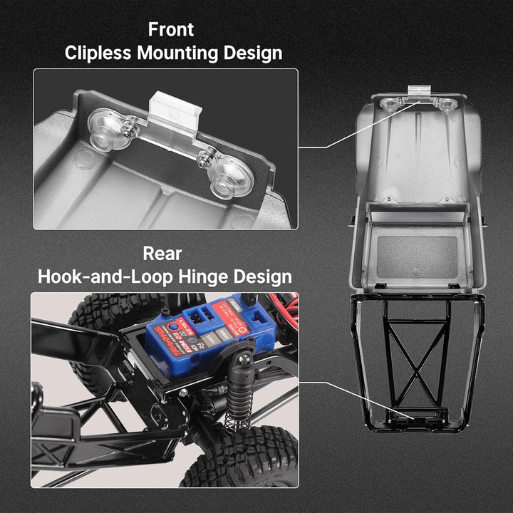 INJORA IR40 LKW-Karosserie mit Rohrkäfig für 1/18 TRX4M Defender Bronco Upgrade-Teil,Grau, Grau