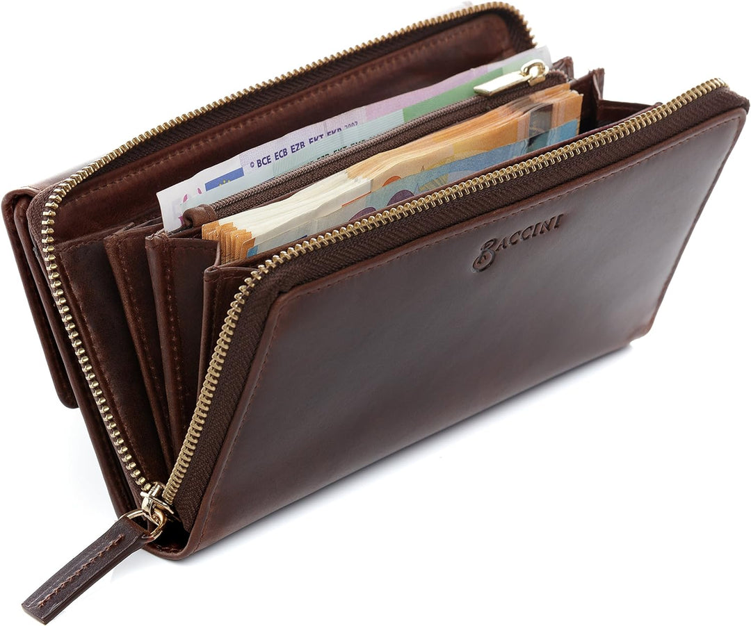 BACCINI Geldbörse Damen mit vielen Fächern LIA aus Premium Leder I Portemonnaie gross für Damen I Ge