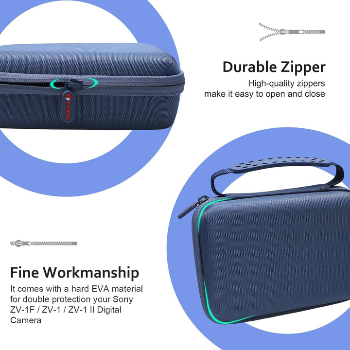 XANAD Eva Reisetasche für Sony ZV-1 ZV-1II 2 Kamera mit Vlogger Zubehör-Kit Stativ und Mikrofon - Re