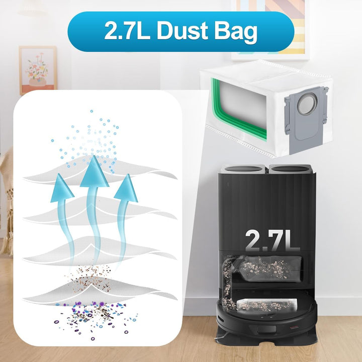 DrRobor Zubehörset für Roborock Q Revo, Ersatzteile Kit mit 2 Hauptbürste, 4 Wischpads, 4 Staubbeute