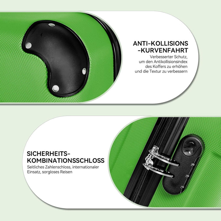 BEIBYE- Hartschalenkoffer Koffer Trolley Rollkoffer Reisekoffer Zahlenschloss 4 Zwilings-Rollen (Oli