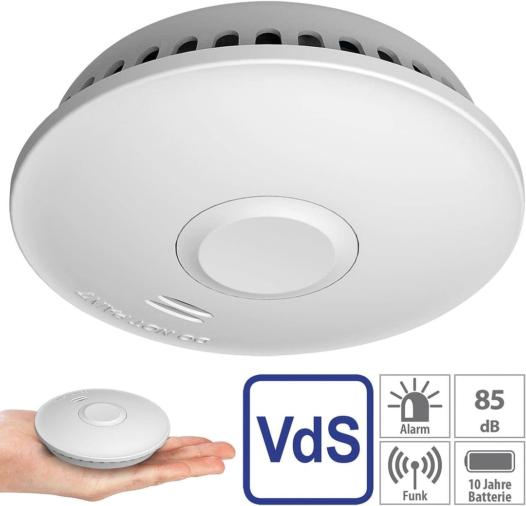 VisorTech Rauchmelder koppelbar: Vernetzbarer Funk-Rauchmelder, 85 dB, VDs-Zertifiziert, 10-J.-Batte