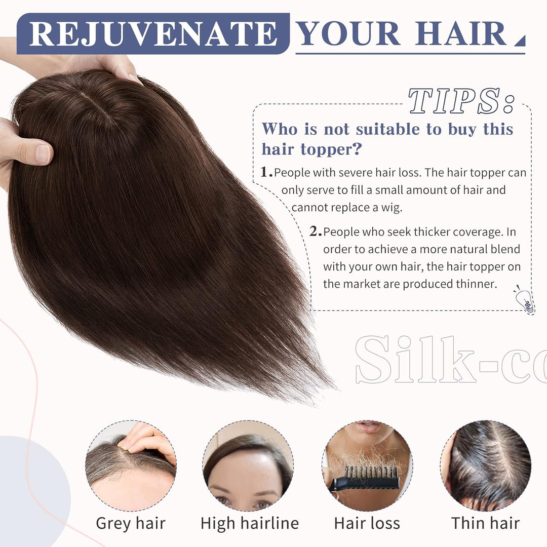 Silk-co Clip in Extension Echthaar Topeer Echthaar Haarteile Echthaar Toupet Haarverlängerung mit Fr