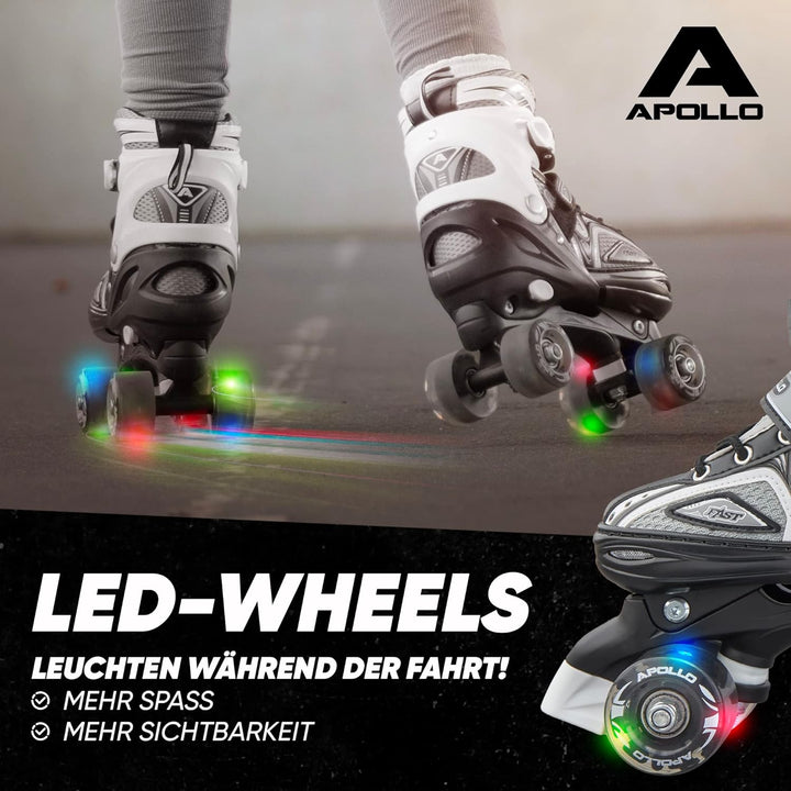 Apollo Super Quad X Pro | verstellbare Rollschuhe für Kinder | komfortable, grössenverstellbare LED