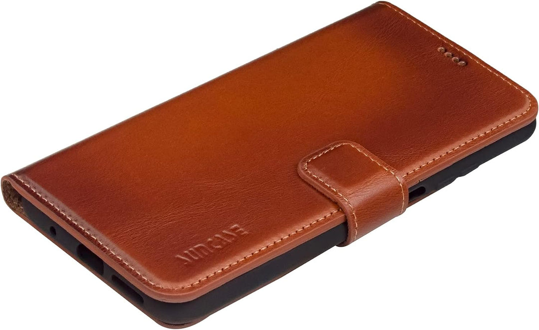 Suncase Book-Style Hülle kompatibel mit Xiaomi Poco M3 Leder Tasche (Slim-Fit) Lederhülle Handytasch