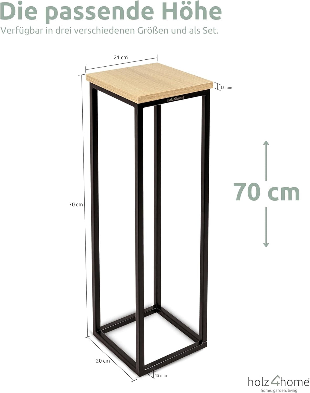 holz4home® Dekoständer aus MDF Eichenholz I Blumenständer Sonoma Eiche I Höhe: 70 cm I Dekosäule mit
