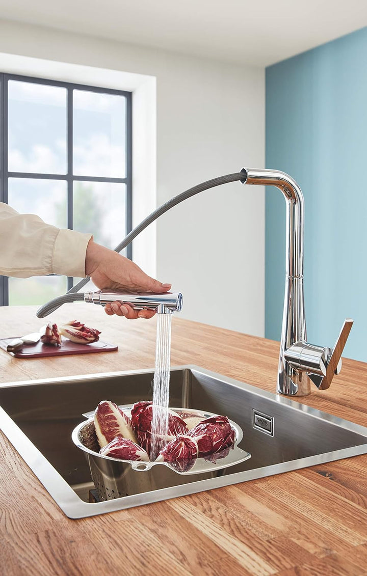 GROHE Zedra | Einhand-Spültischbatterie, DN 15 | Chrom | 32553002 Spültischarmatur mit Herausziehbar