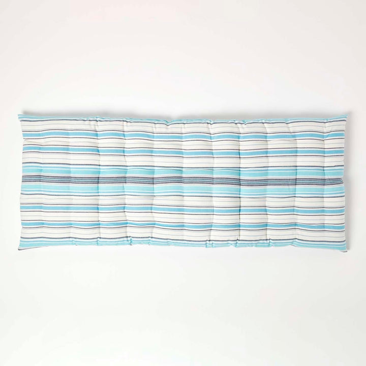 Homescapes gestreifte Bankauflage New England, blau-weiss, Sitzkissen für Bänke und Gartenbänke mit