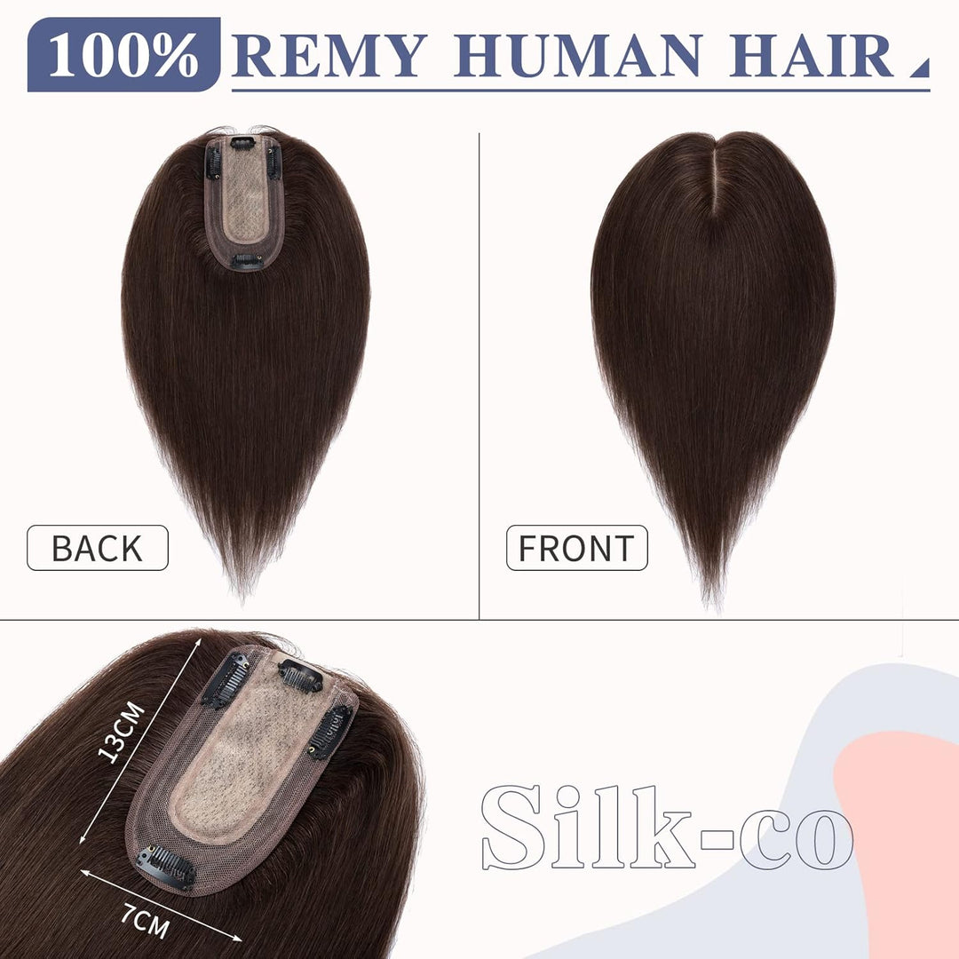 Silk-co Haarteile Echthaar Clip in Extensions Echthaar Toupee Haarverlängerung Toupee Hair Extension