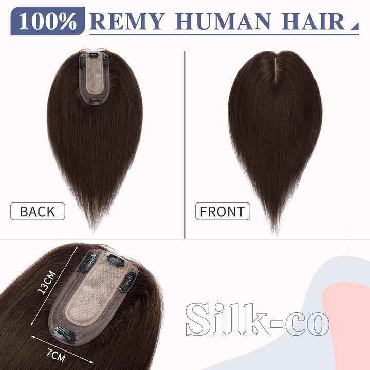 Silk-co Haarteile Echthaar Clip in Extensions Echthaar Toupee Haarverlängerung Toupee Hair Extension