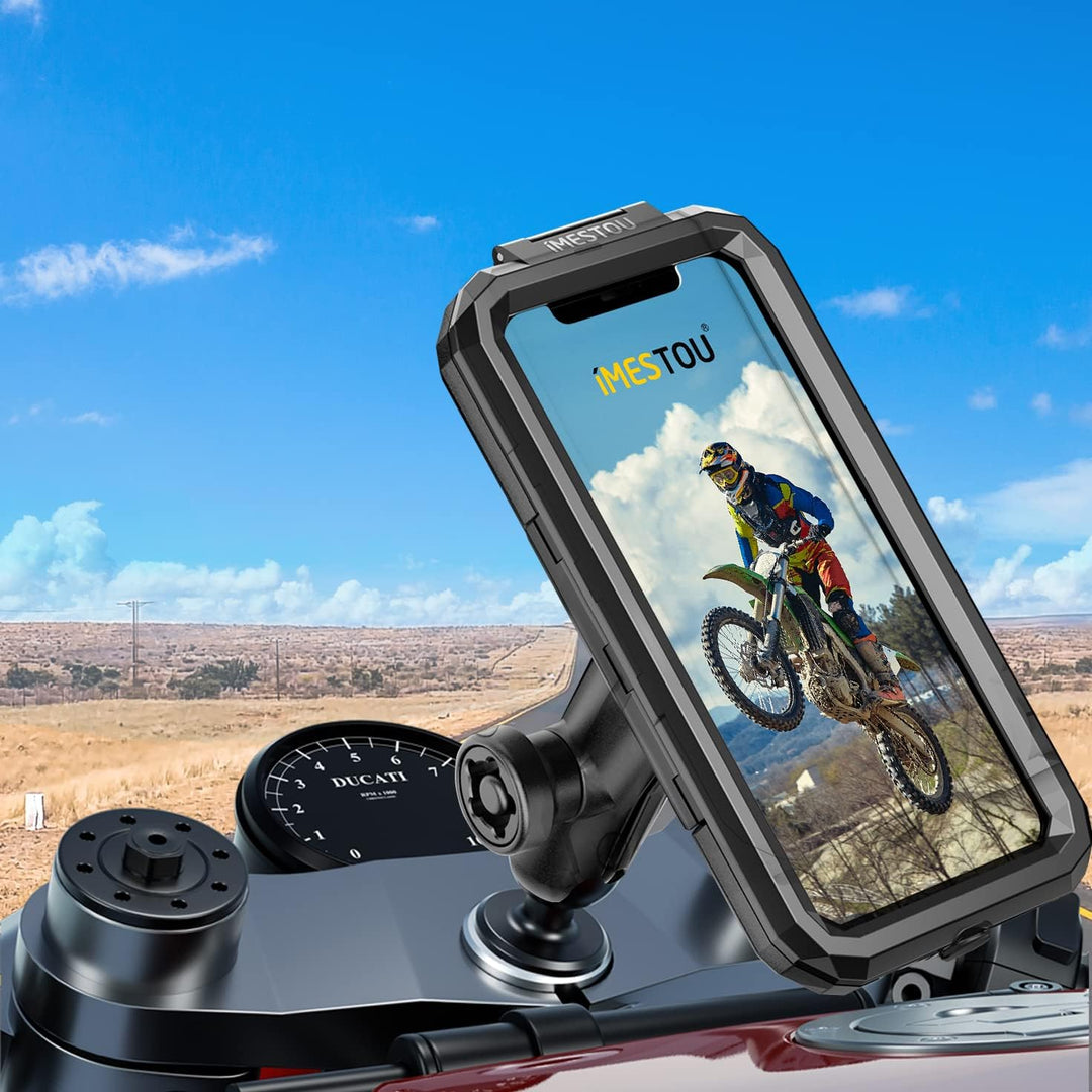 iMESTOU Wasserdichtes Motorrad Gabel Vorbau Telefon Halterung Fall 1" Ball Bike Phone Holder Anti-Di
