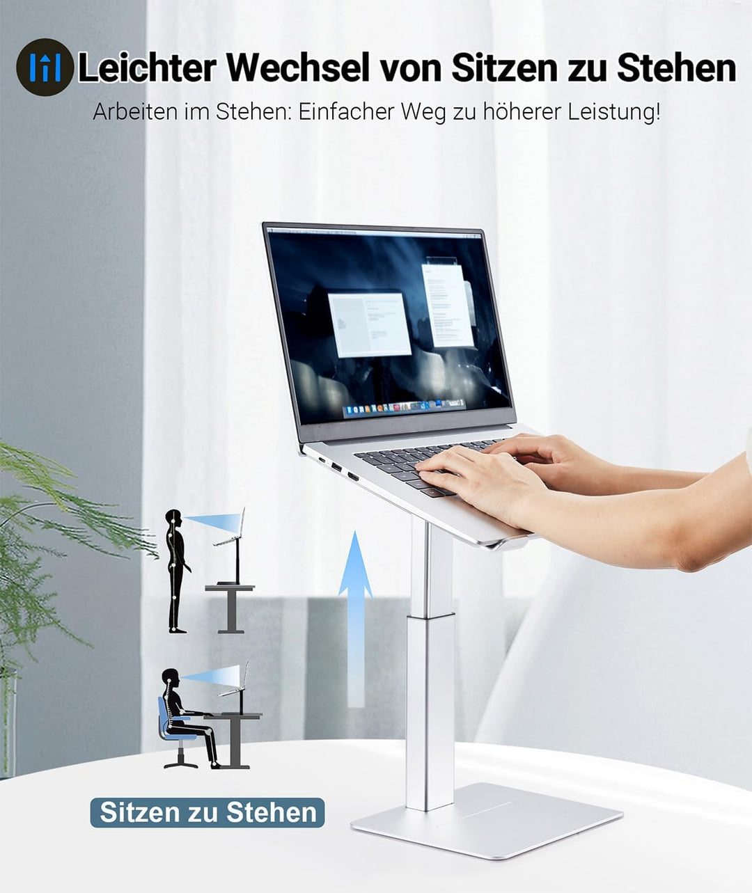 supamir Laptop Ständer Höhenverstellbar, Laptopständer für Schreibtisch, Stehen möglich, DJ Laptop S