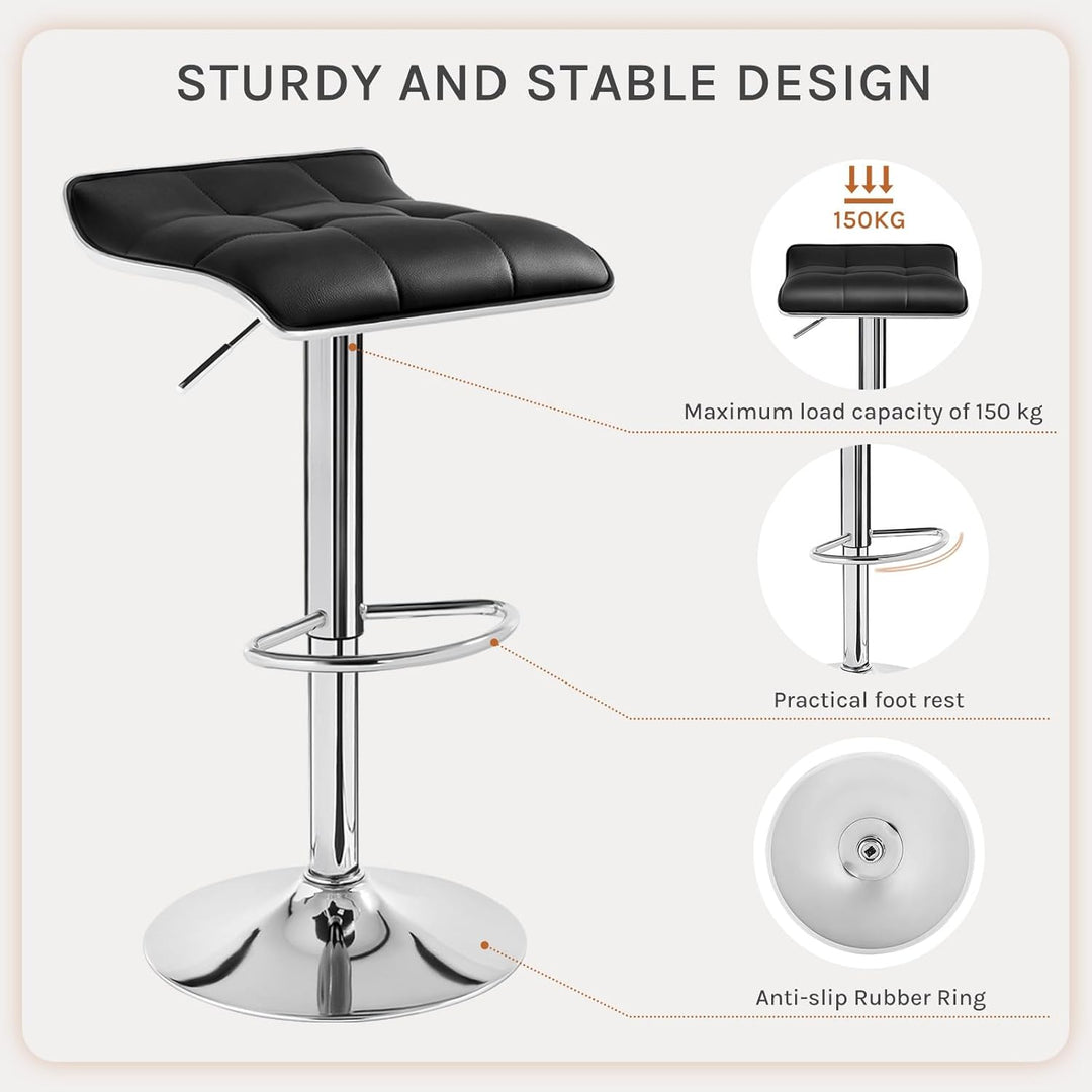 WOLTU BH28sz-1 1X Barhocker 1er Set Barstuhl Tresenhocker, aus hochwertigem Kunstleder, verchromter