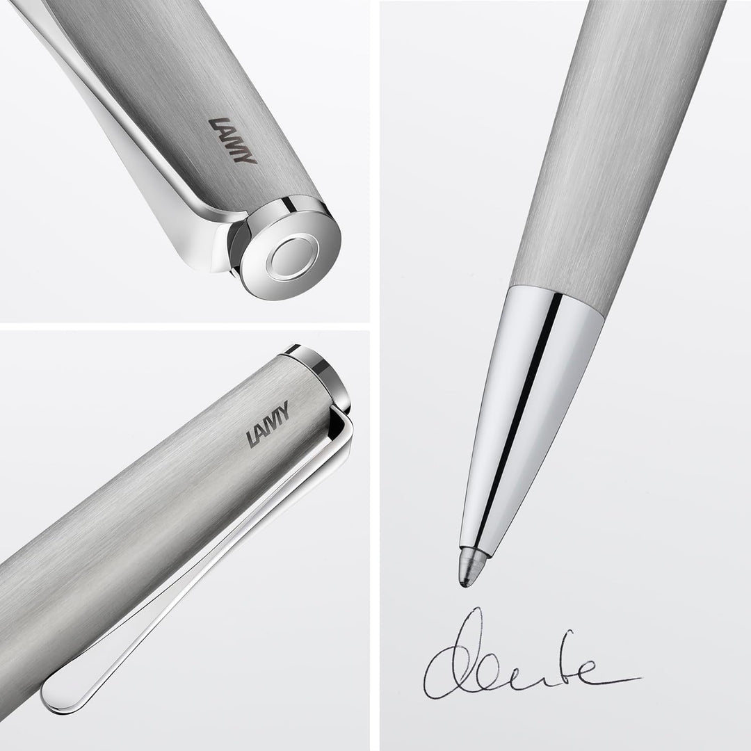 LAMY studio Premium Kugelschreiber 265 aus Edelstahl stichmattiert, propellerförmige Clip-Drehmechan