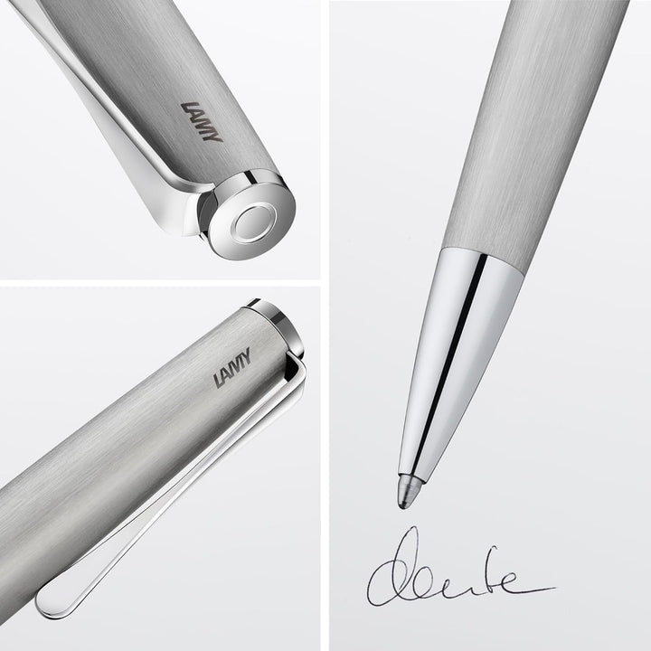 LAMY studio Premium Kugelschreiber 265 aus Edelstahl stichmattiert, propellerförmige Clip-Drehmechan