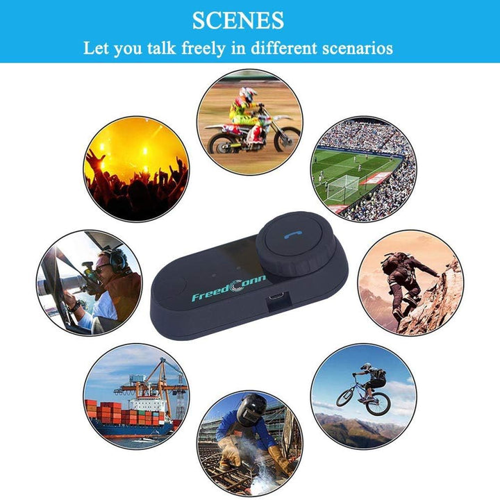 FreedConn Motorrad Kommunikation System, Helm Bluetooth Intercom,Helm Headset(800m Reichweite,Damit