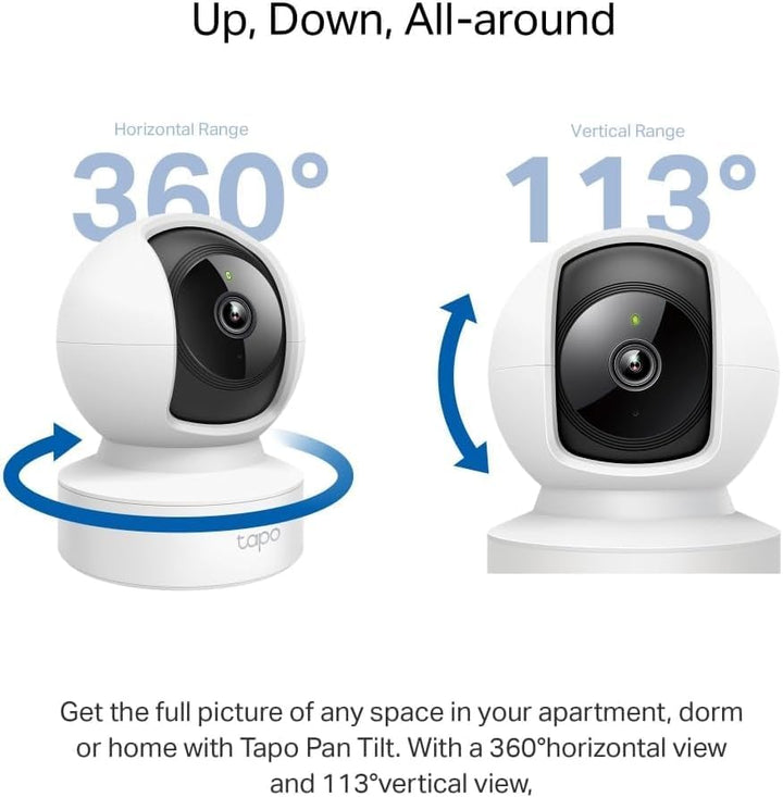 Tapo TP-Link C212 360° WLAN Überwachungskamera, Ethernet/Wi-Fi-Anschluss,2K Auflösung, Bewegungsverf