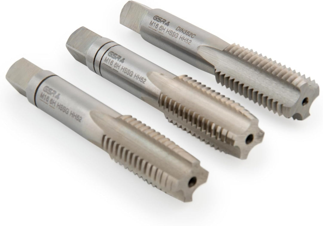 PROFI Gewindebohrer M16 Satz HSSG 3 teilig, Gewindeschneider | Vor-, Mittel- und Fertigschneider | H
