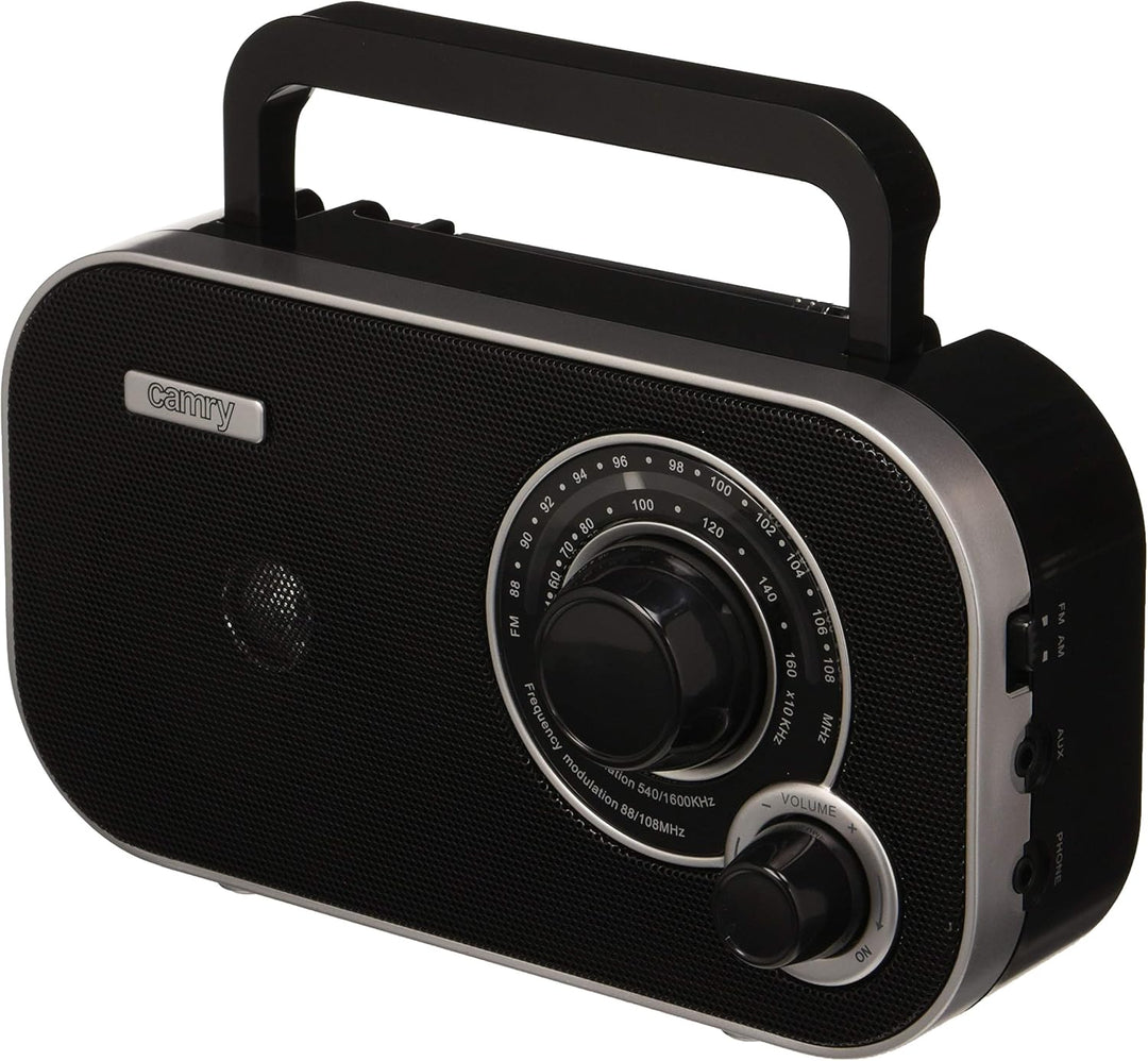 Tragbares Stereo Radio mit AUX IN und Kopfhöreranschluss Küchenradio (Schwarz), Schwarz