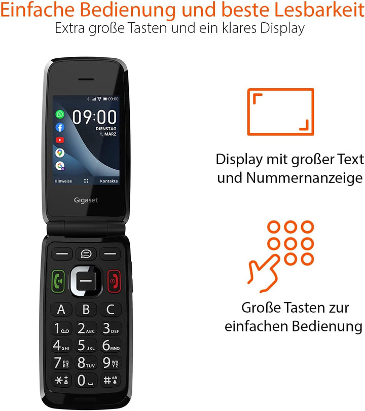 Gigaset GL7 - Internetfähiges Klapp-Handy ohne Vertrag - SOS-Funktion - einfache Bedienung mit gross