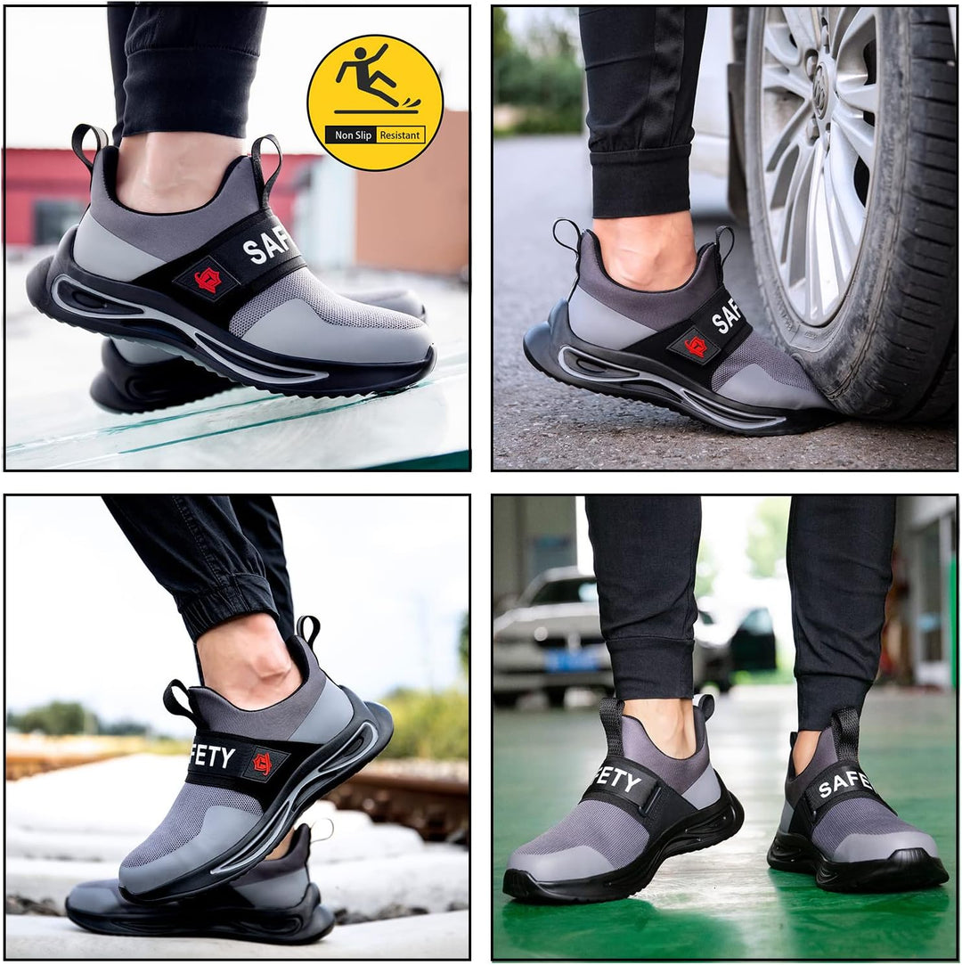 TAERGU Sicherheitsschuhe Herren Damen-S1 Arbeitsschuhe mit Stahlkappe Leicht Klettverschluss SBP Sta