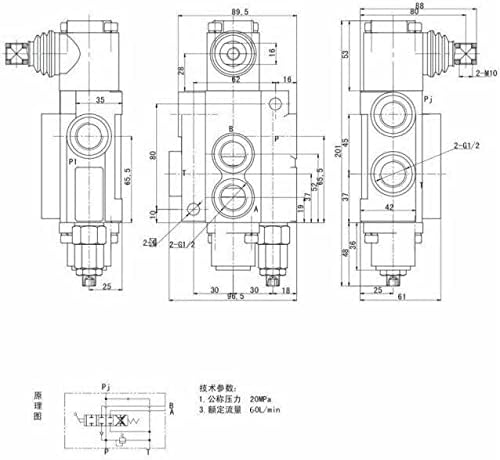 BJTDLLX Hydraulikventil Handhebelventil Steuergerät 4P40 Hydraulisches Wegeventil 4 Fach Adjustable