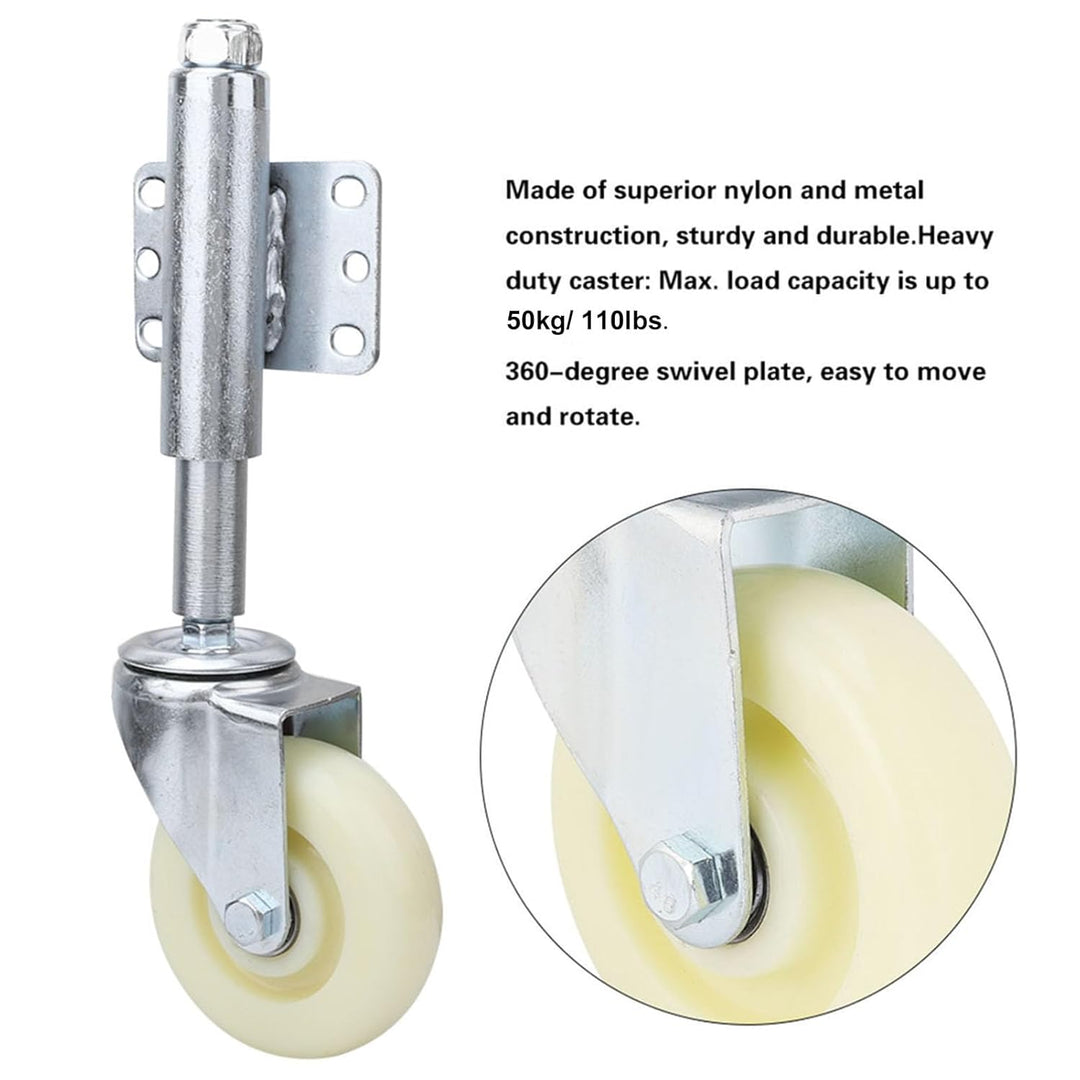 Fafeicy 4" Nylon Gate Wheel, Federbelastete Lenkrolle, 100 mm Nachlaufdurchmesser, Maximal Tragfähig