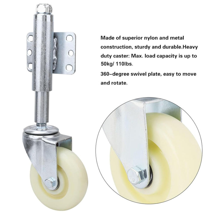Fafeicy 4" Nylon Gate Wheel, Federbelastete Lenkrolle, 100 mm Nachlaufdurchmesser, Maximal Tragfähig