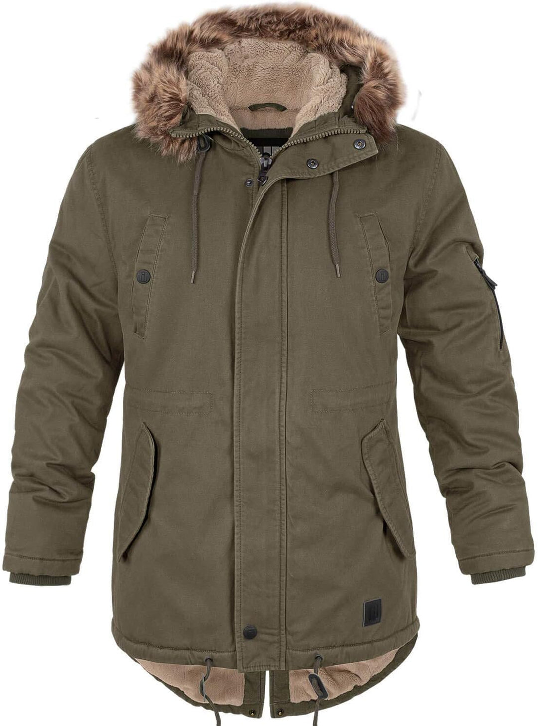 bw-online-shop Winterparka Fishtail mit Futter Herren Parka Jacke XXL Oliv, XXL Oliv